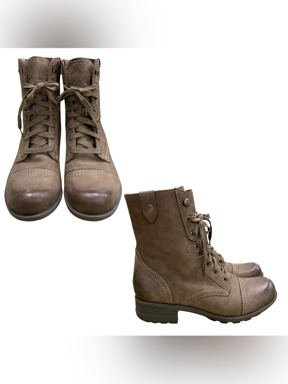 Rockport Lace-Up Combat Boots - Taupe S7